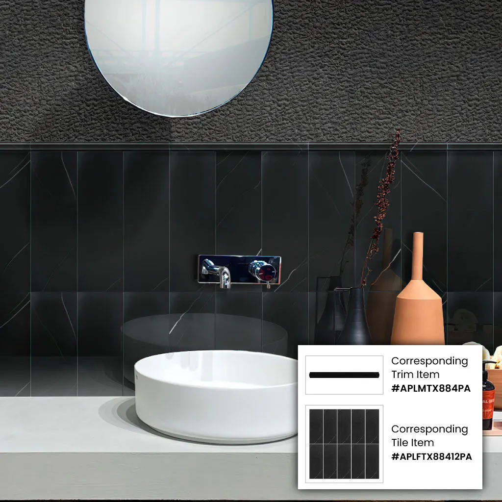 10 pack Black 0.8-in W x 12-in L Marble Polished Pencil Liner Tile Trim (0.67 Sq ft/case)
