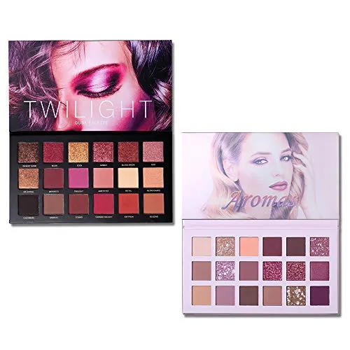 2Pcs UCANBE Twilight Dusk   Aromas Nude Eyeshadow Palette Makeup Set, Matte Shimmer Glitter Pressed Pearl All Highly Pigmented Blending Powder, Natural Velvet Texture Eye Shadow Kit