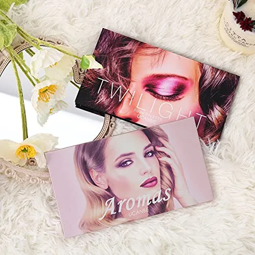 2Pcs UCANBE Twilight Dusk   Aromas Nude Eyeshadow Palette Makeup Set, Matte Shimmer Glitter Pressed Pearl All Highly Pigmented Blending Powder, Natural Velvet Texture Eye Shadow Kit