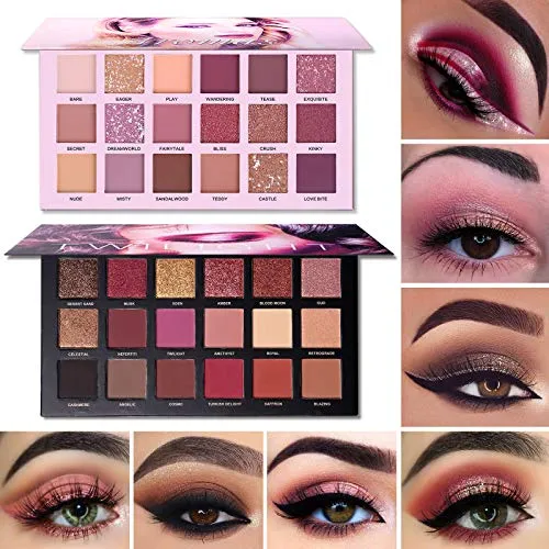 2Pcs UCANBE Twilight Dusk   Aromas Nude Eyeshadow Palette Makeup Set, Matte Shimmer Glitter Pressed Pearl All Highly Pigmented Blending Powder, Natural Velvet Texture Eye Shadow Kit