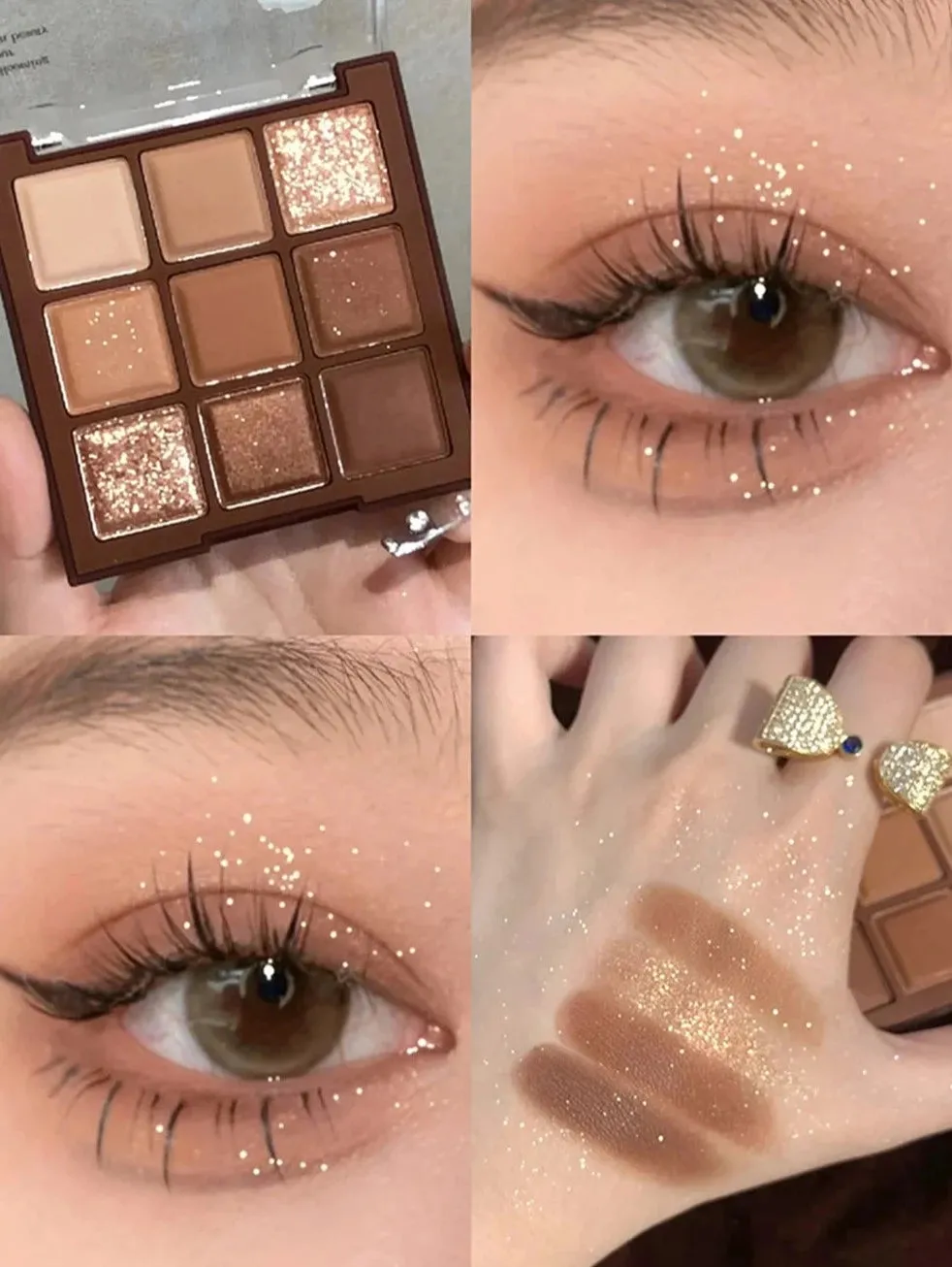 9-Color Eyeshadow Palette Rose Pink Color Pearly Matte Glitter Cosmetics Shiny Eye Shadow Long-lasting Eye Makeup