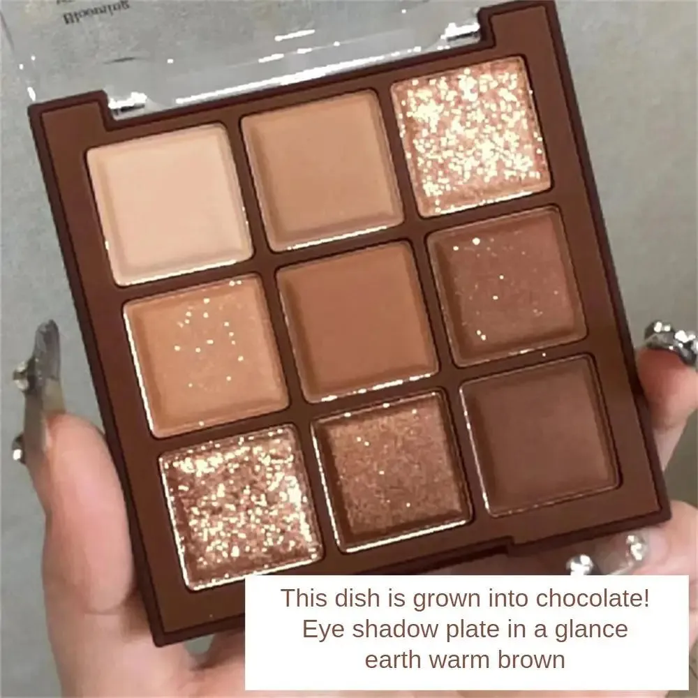 9-Color Eyeshadow Palette Rose Pink Color Pearly Matte Glitter Cosmetics Shiny Eye Shadow Long-lasting Eye Makeup