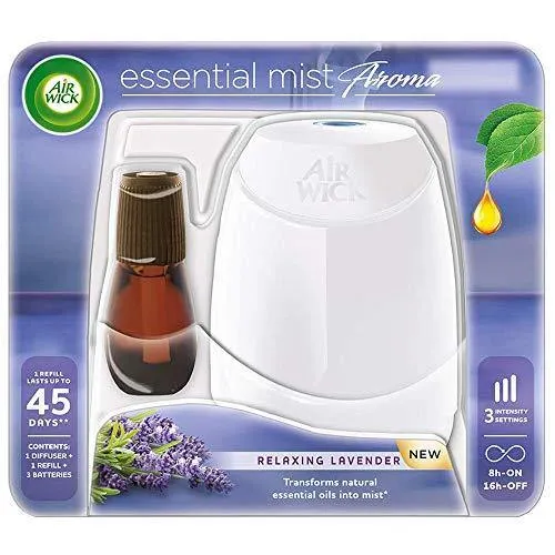 Airwick Essential Mist Automatic Fragrance Mist Diffuser Kit (Machine   Relaxing Lavender refill - 20 ml)