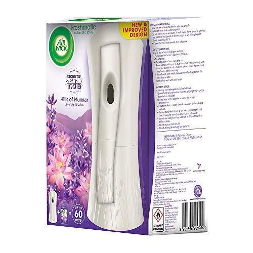 Airwick Freshmatic Automatic Air Freshener Complete Kit [Machine   Hills of Munnar refill - 250 ml]