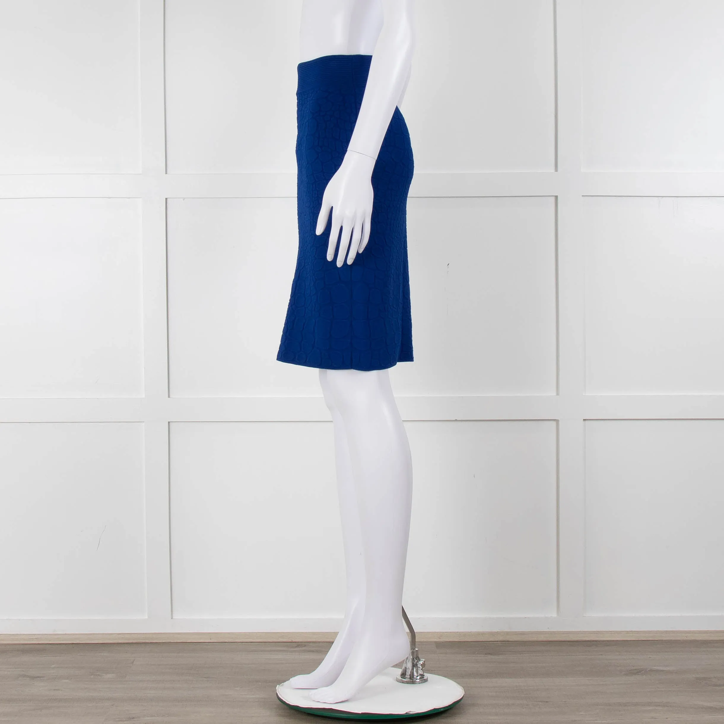 Alexander McQueen Blue Stretch Jacquard Knit Skirt