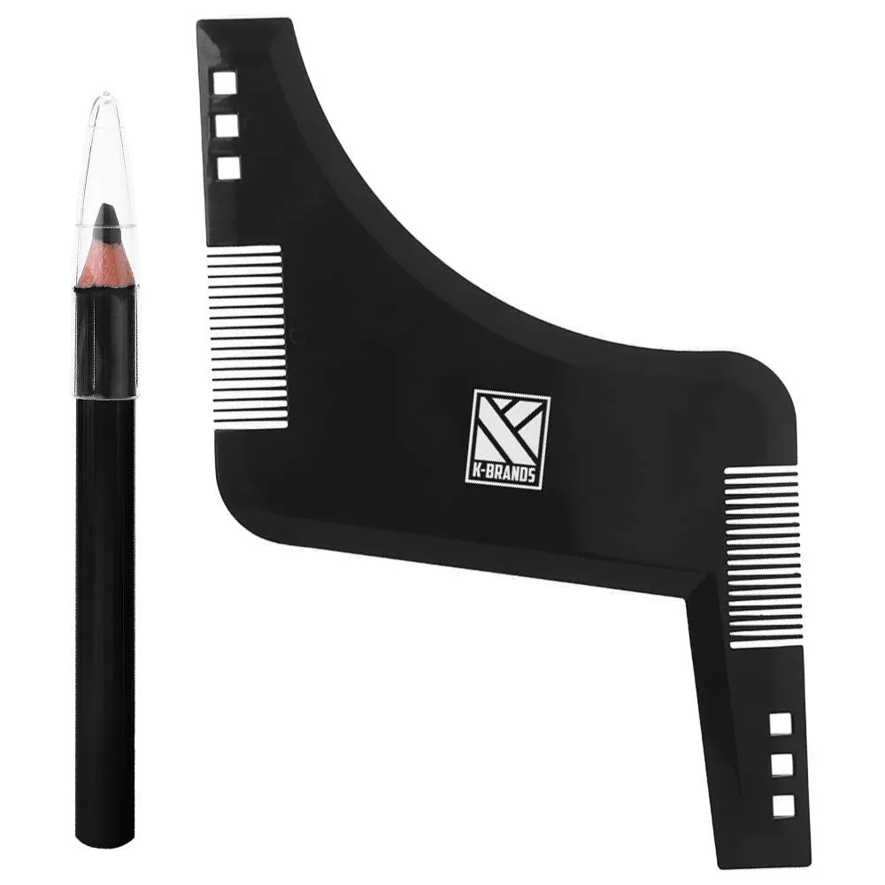 Beard Shaping Tool for Men - Beard Shaper and Styler Template with Comb & Beard Pencil - by K-Brands