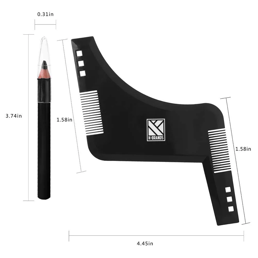 Beard Shaping Tool for Men - Beard Shaper and Styler Template with Comb & Beard Pencil - by K-Brands