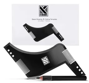 Beard Shaping Tool for Men - Beard Shaper and Styler Template with Comb & Beard Pencil - by K-Brands
