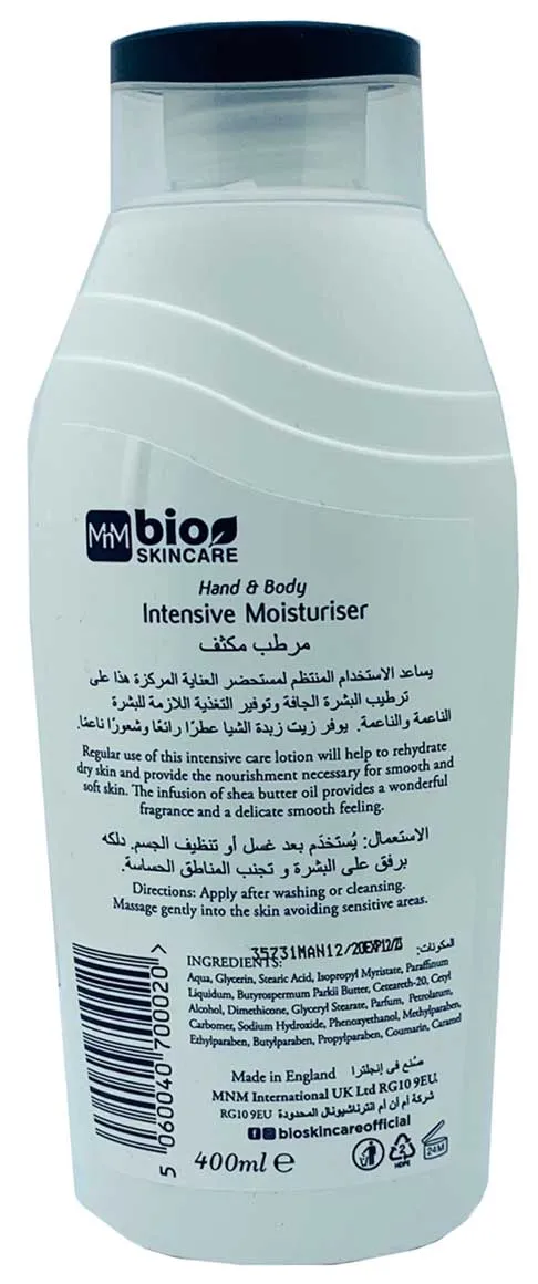 Bio Skincare Intensive Moisturiser With Shea Butter 400ml