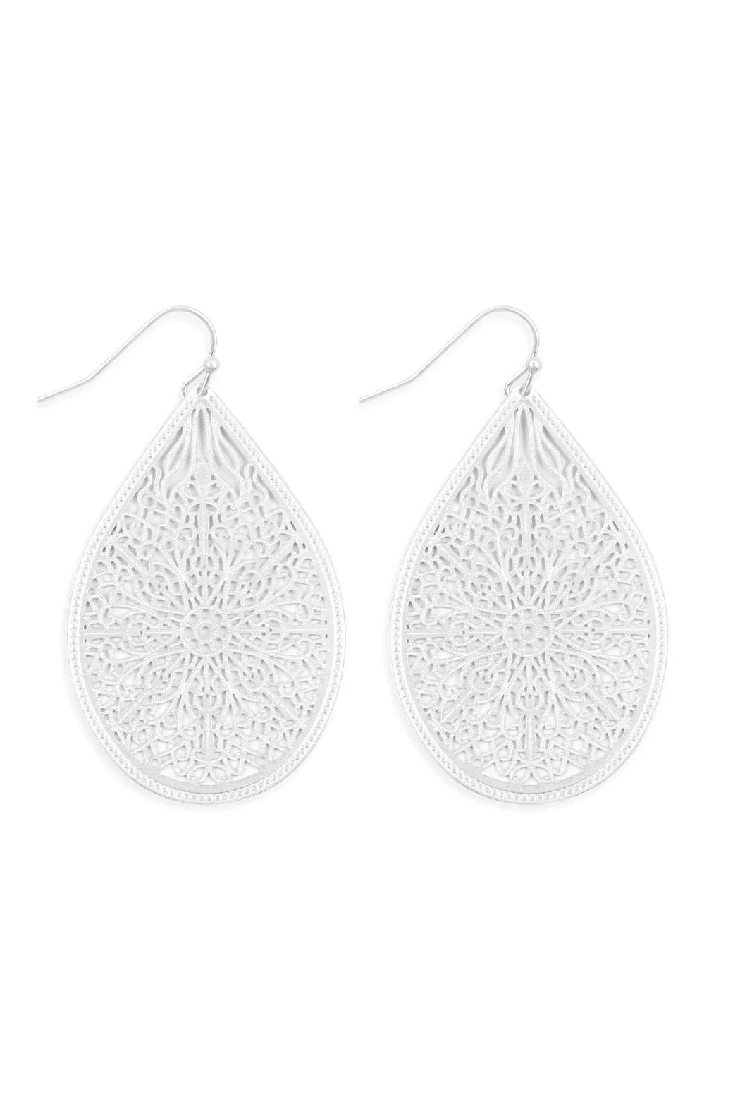 E1094 - Filigree Teardrop Hook Earrings