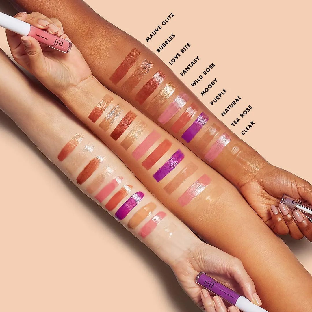 e.l.f. Lip Lacquer, Moisturizing, Shiny, Non-Sticky, Long Lasting, Provides Maximum Color, Glides On, Clear 2.5Ml
