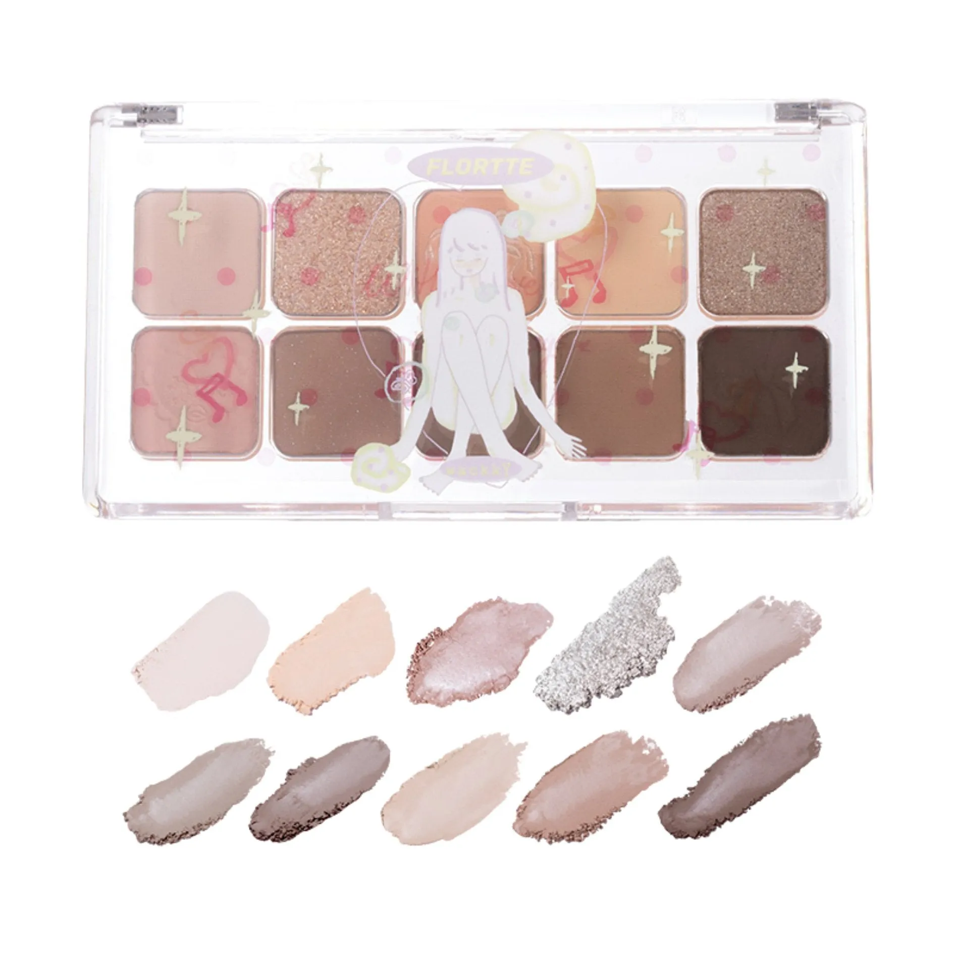Flortte Wackky Series Ten-Color Eyeshadow Palette (3 Colors)