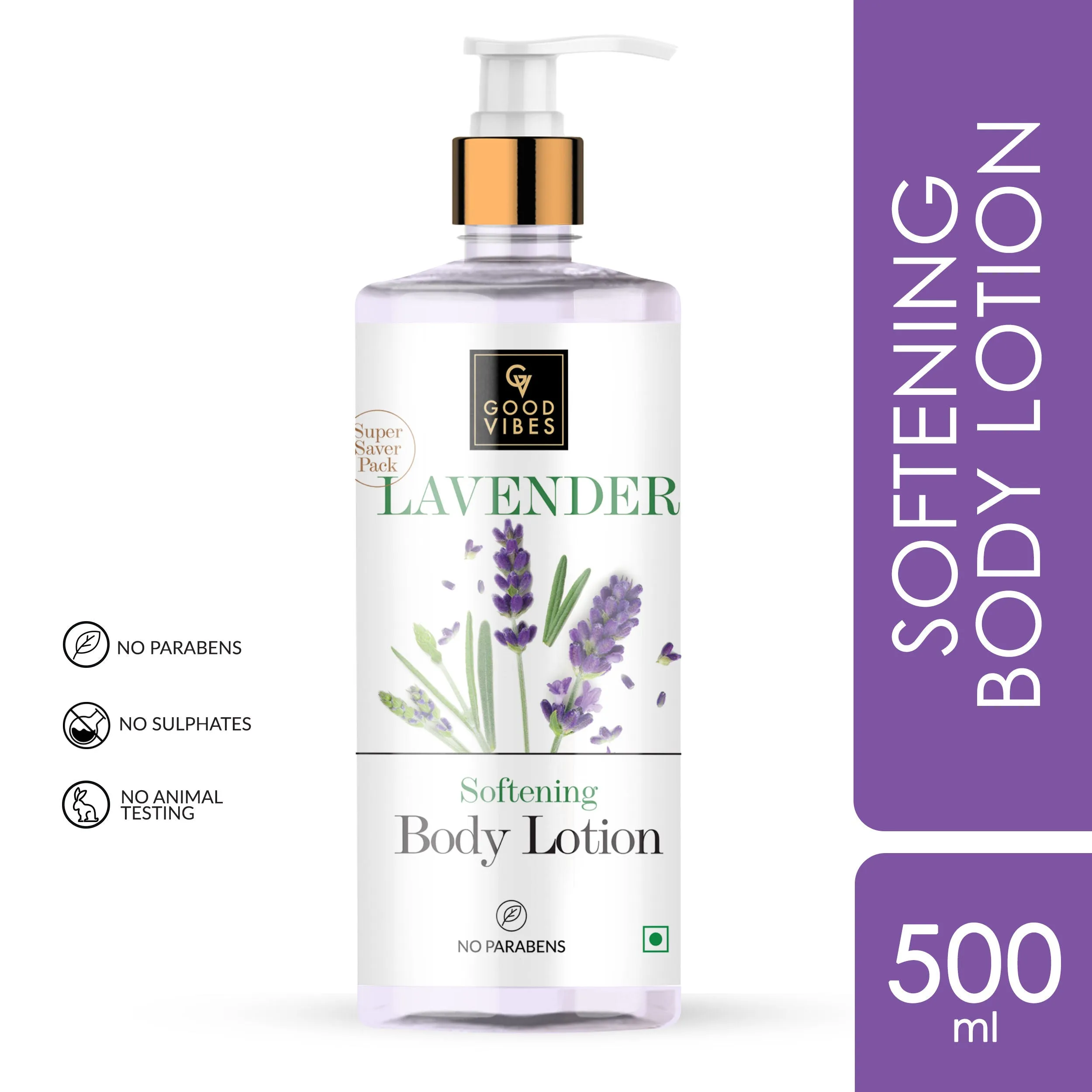 Good Vibes Lavender Softening Body Lotion | Anti-Acne, Anti-Ageing | No Parabens, No Sulphates, No Animal Testing (400ml   100 ml free)