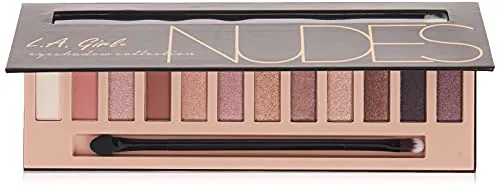 L.A Girl Eyeshadow Palette - 12 Shades, High Pigmented, Long Wearing & Easily Blendable, Matte, Shimmery & Metallic Finish, Beauty Brick Nudes - 12g