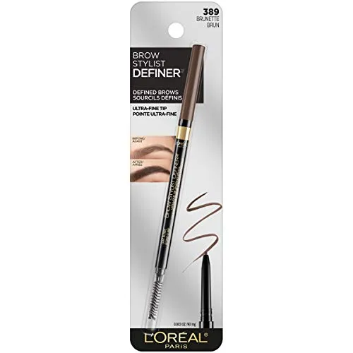 L'Oreal Paris Makeup Brow Stylist Definer Waterproof Eyebrow Pencil, Ultra-Fine Mechanical Pencil, Draws Tiny Brow Hairs and Fills in Sparse Areas and Gaps, Brunette, 0.003 Ounce (1 Count)