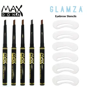 Maxdona Retractable Eyebrow Pencil &amp; Glamza Eyebrow Stencil Pack – Free UK Postage