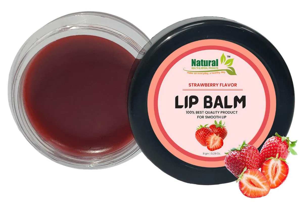 Natural Health and Herbal products Luscious Strawberry Kiss Lip Balm: Nourishing & Colorful 12 Hour Moisturization 12 Hrs Miniaturization, Long Lasting, Romantic, Kissable, Smooth Enriched, Care- 8g
