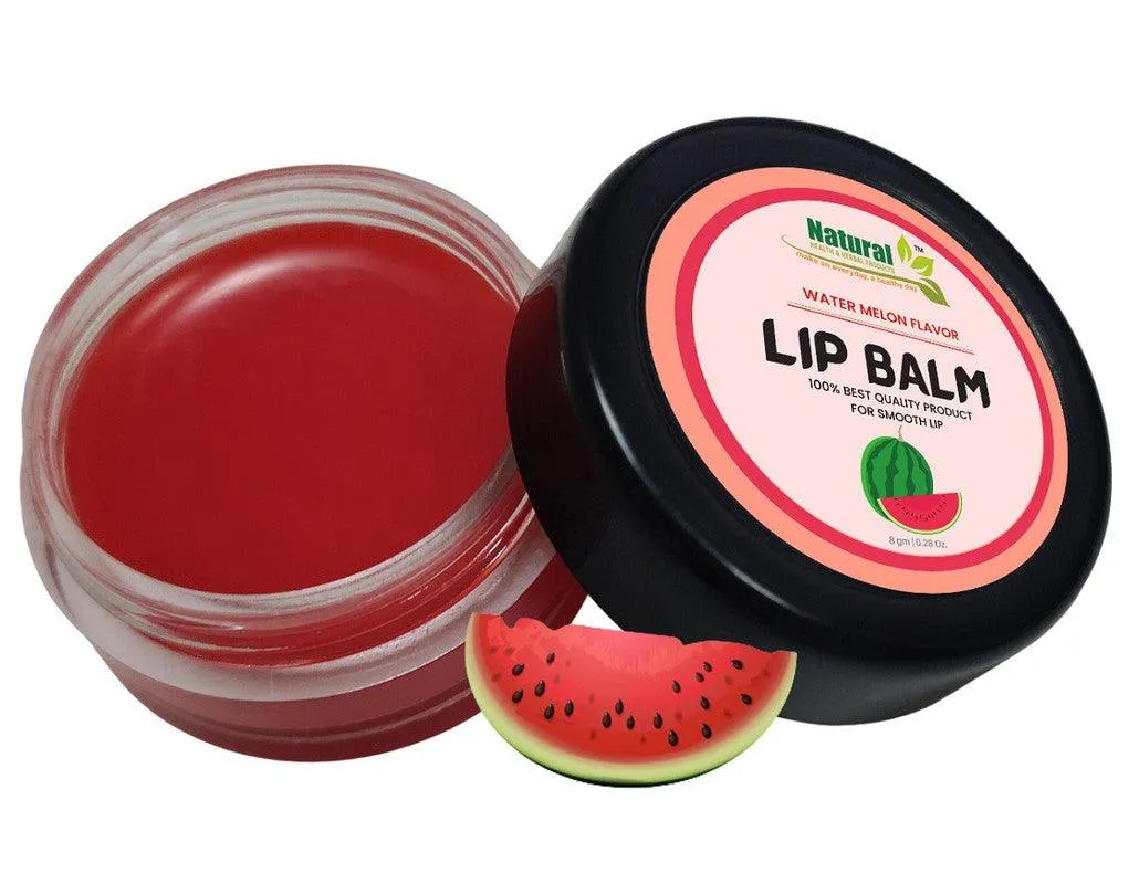 Natural Health and Herbal products Red Water-Melon Lip Balm: Flavorful Protection for Your Lips SPF Protection 12 Hrs Miniaturization, Long Lasting, Romantic, Kissable, Smooth Enriched, LipCare- 8g