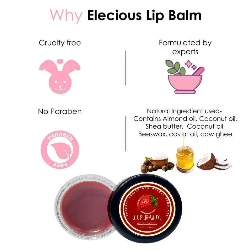 Natural Health and Herbal products Strawberry Kisses Lip Balm Your Lips' Friend 12 Hour Moisturization Shea Butter 12 Hrs Miniaturization, Long Lasting, Romantic, Kissable, Smooth Enriched, Care- 8g