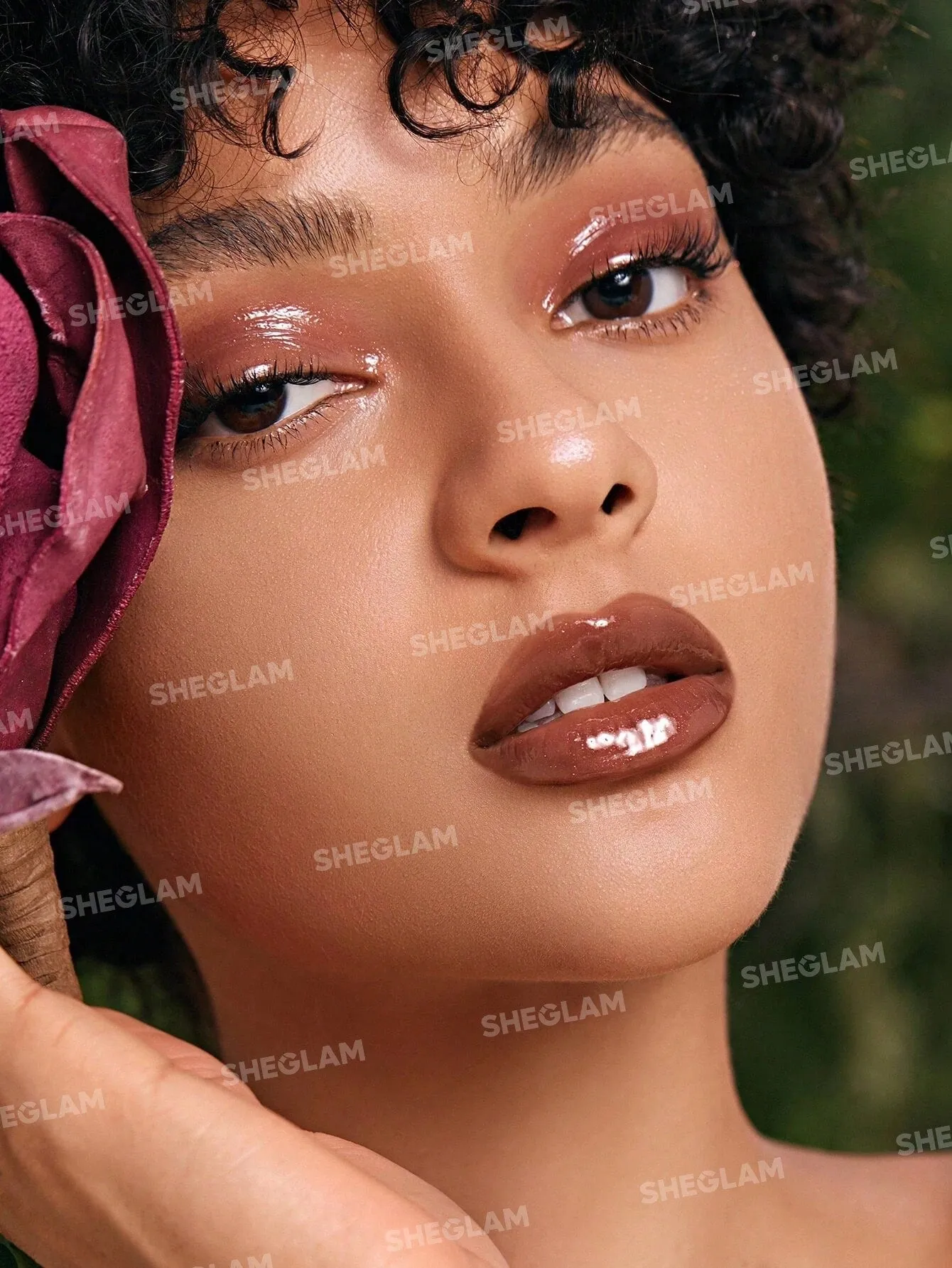 SHEGLAM Power Bouquet Lip Gloss -Power Petals  Shiny Tinted Moisturizing Lip Gloss Plumping Non-Sticky Lip Oil Repairing Cherry Blossom Extract Lip Care