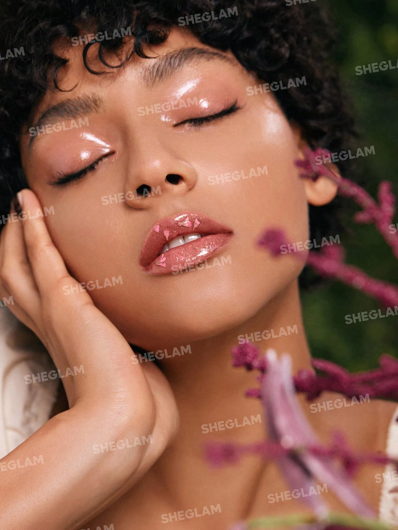 SHEGLAM Power Bouquet Lip Gloss -Power Petals  Shiny Tinted Moisturizing Lip Gloss Plumping Non-Sticky Lip Oil Repairing Cherry Blossom Extract Lip Care