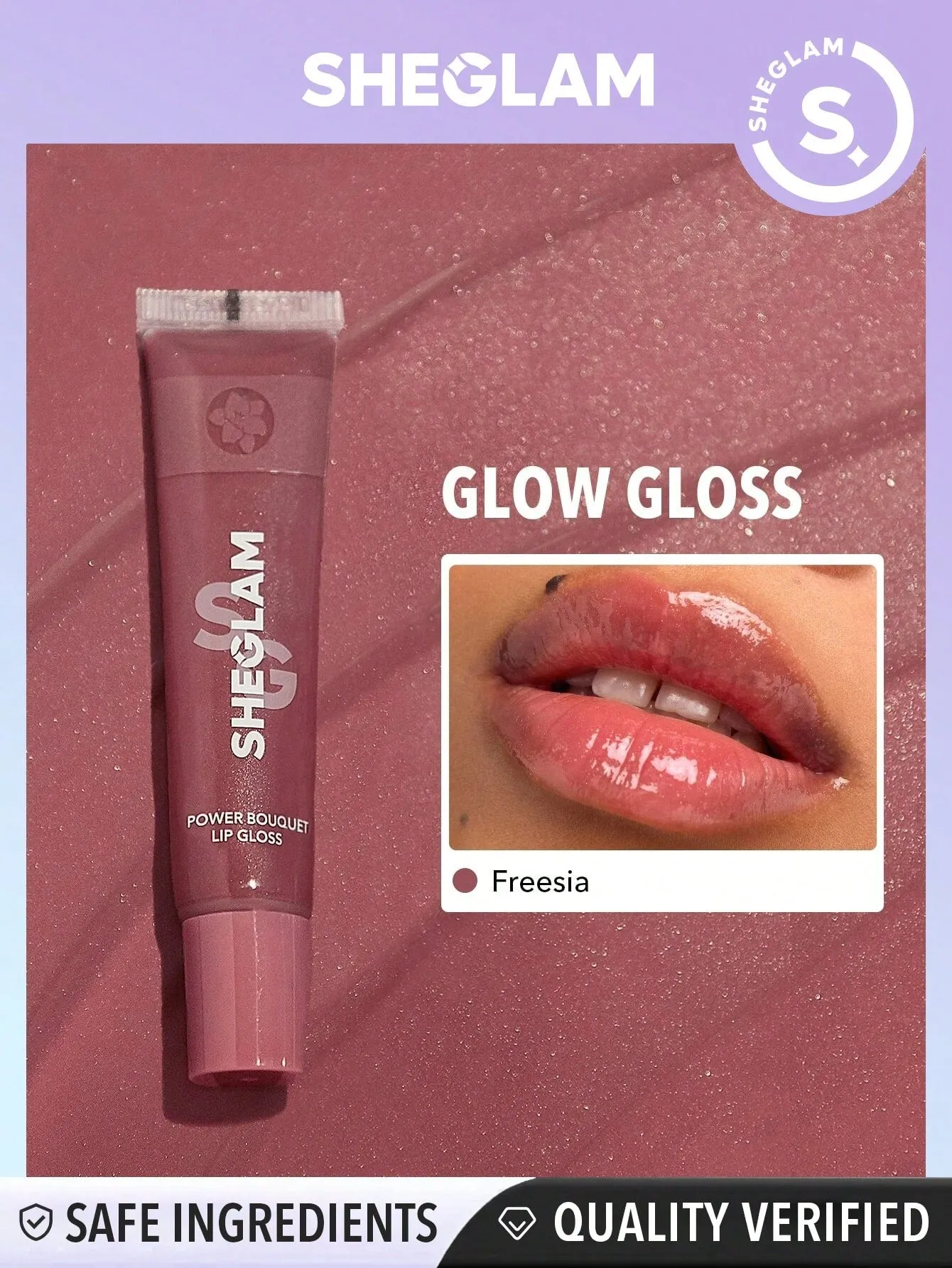 SHEGLAM Power Bouquet Lip Gloss -Power Petals  Shiny Tinted Moisturizing Lip Gloss Plumping Non-Sticky Lip Oil Repairing Cherry Blossom Extract Lip Care