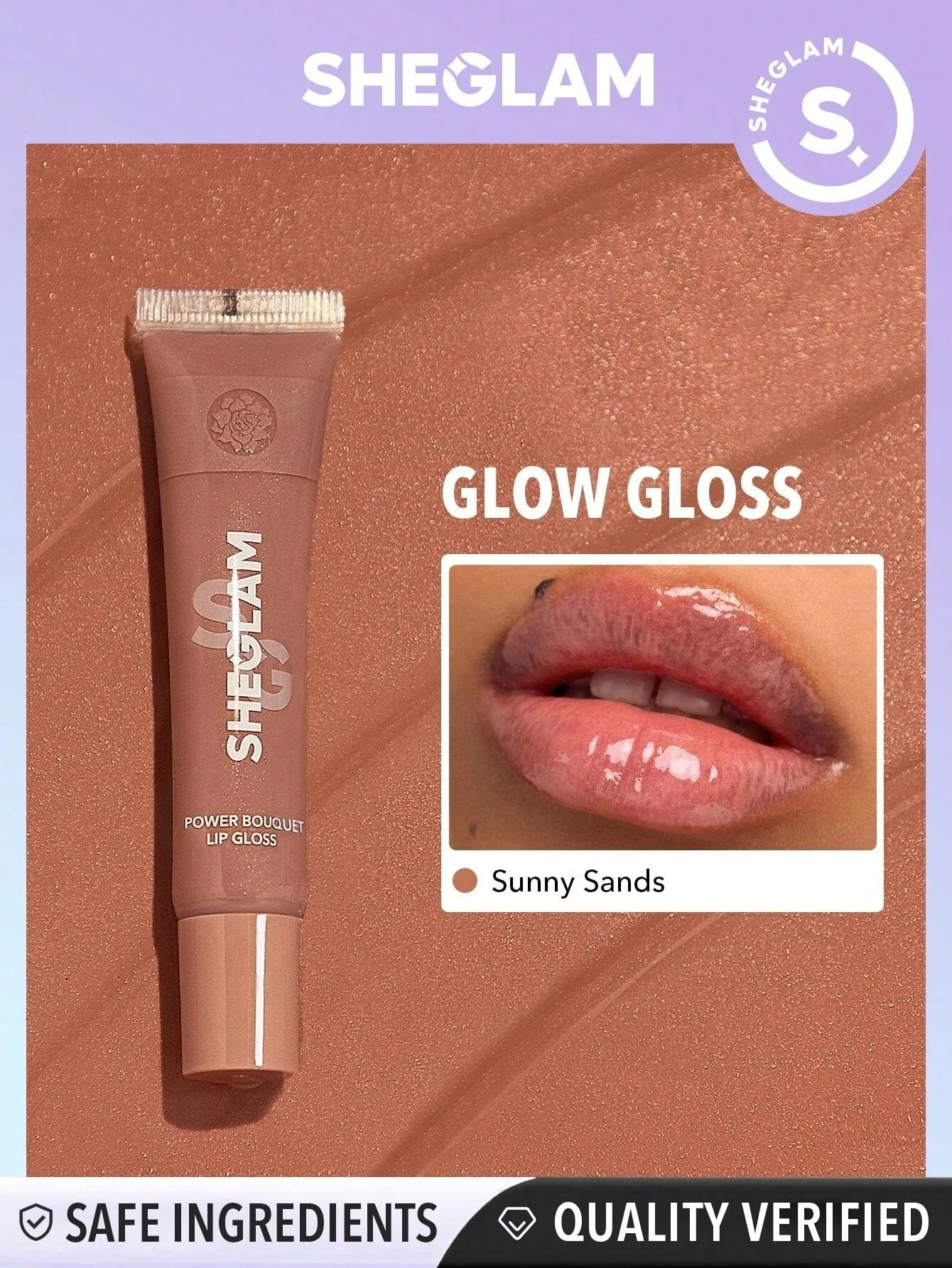 SHEGLAM Power Bouquet Lip Gloss -Power Petals  Shiny Tinted Moisturizing Lip Gloss Plumping Non-Sticky Lip Oil Repairing Cherry Blossom Extract Lip Care