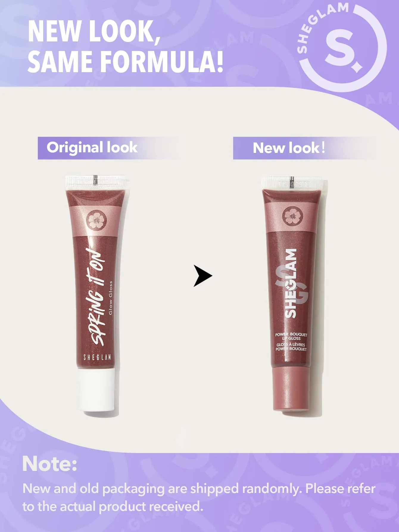 SHEGLAM Power Bouquet Lip Gloss -Power Petals  Shiny Tinted Moisturizing Lip Gloss Plumping Non-Sticky Lip Oil Repairing Cherry Blossom Extract Lip Care