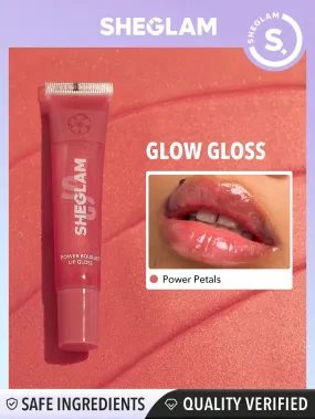 SHEGLAM Power Bouquet Lip Gloss -Power Petals  Shiny Tinted Moisturizing Lip Gloss Plumping Non-Sticky Lip Oil Repairing Cherry Blossom Extract Lip Care