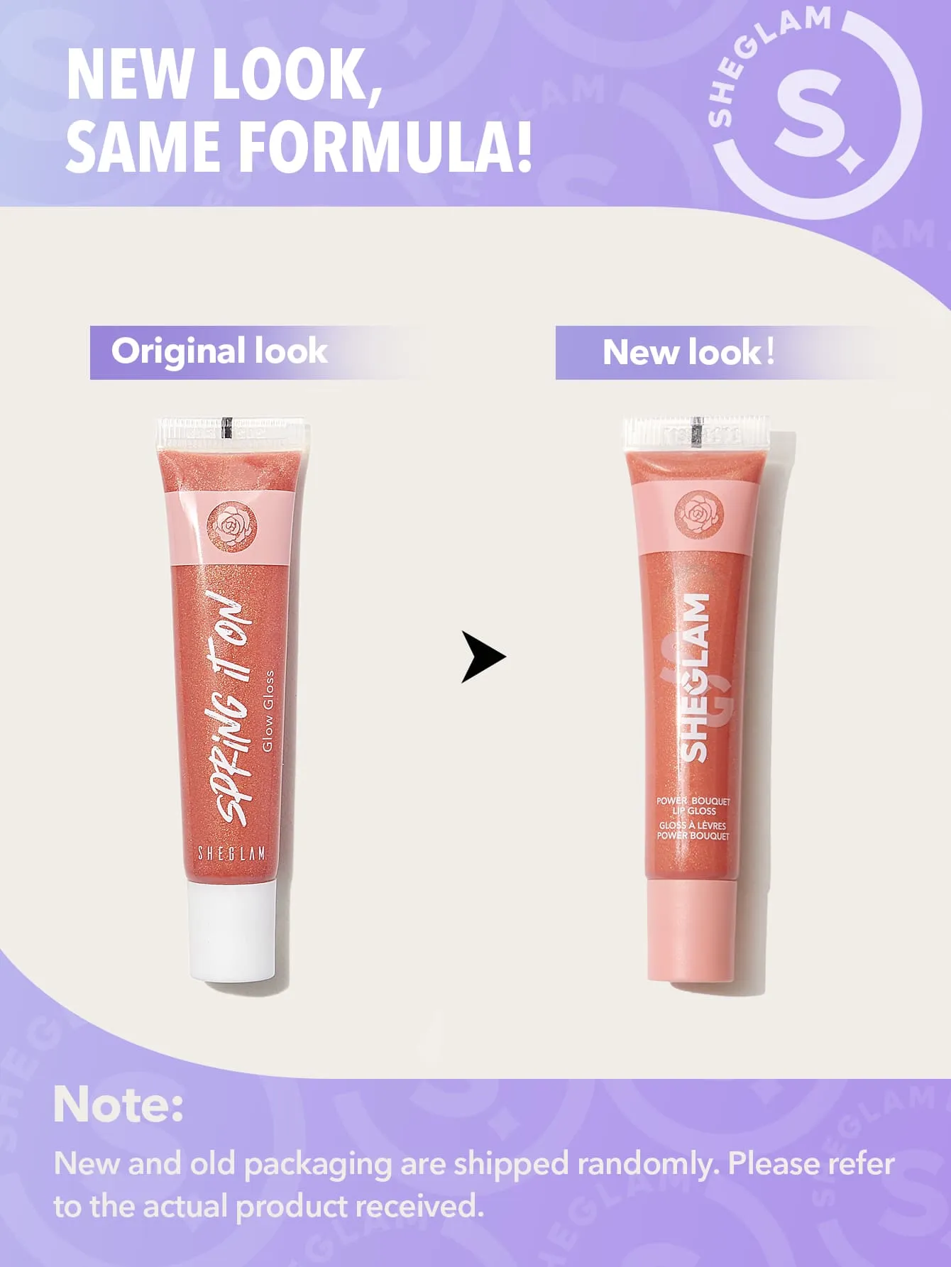 SHEGLAM Power Bouquet Lip Gloss -Power Petals  Shiny Tinted Moisturizing Lip Gloss Plumping Non-Sticky Lip Oil Repairing Cherry Blossom Extract Lip Care