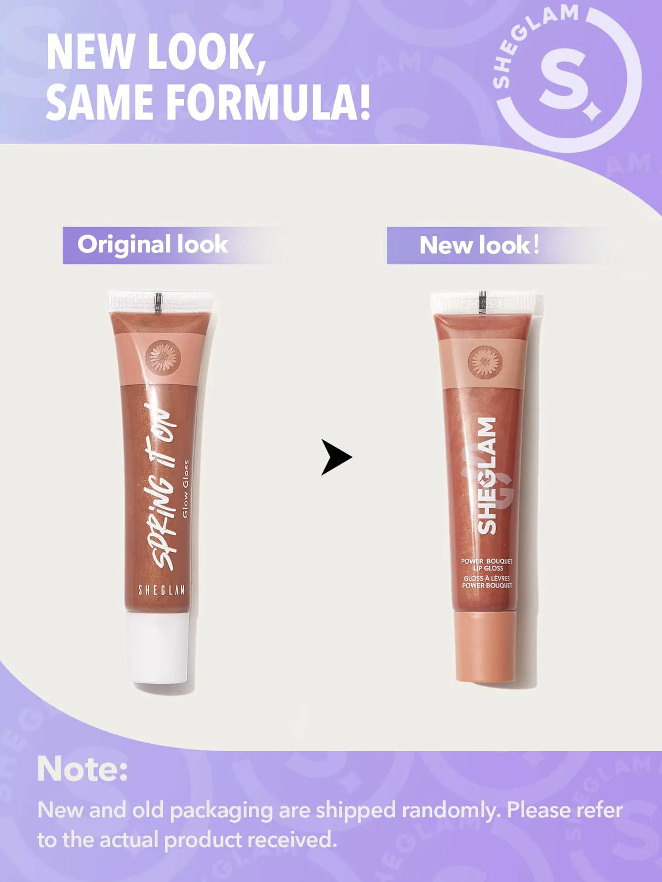 SHEGLAM Power Bouquet Lip Gloss -Power Petals  Shiny Tinted Moisturizing Lip Gloss Plumping Non-Sticky Lip Oil Repairing Cherry Blossom Extract Lip Care